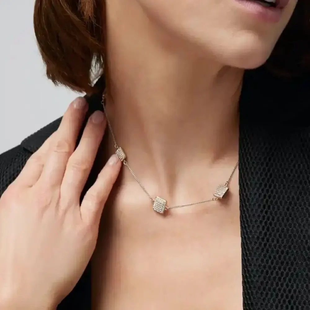 NEW White House Black Market Silver Chain & CZ Necklace